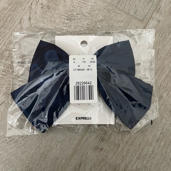 Express Navy Blue Silk Bow Barrette - Picture 2 of 4